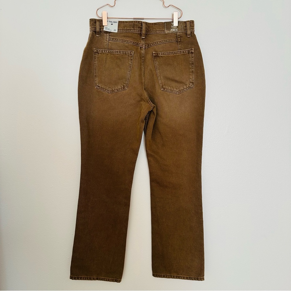 New Free People Xena High Rise Slim Straight Jeans Chocolate Mousse - Picture 11 of 13